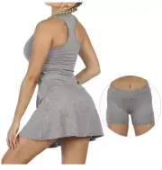 icyzone Women's 2 in 1 gray Tennis dress size medium NWT