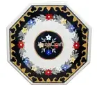 Octagon White Marble Patio Table Natural Gemstone Inlay Work Coffee Table Top
