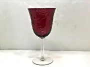 Ruby Red Swirl Embossed Wine Glass Goblet with Clear Stem
