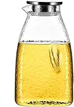 Glass Jug Water Carafe Thickened Hammered Pitcher High Borosilicate Glass Carafe Teapot Juice Pot for Home, Restaurant