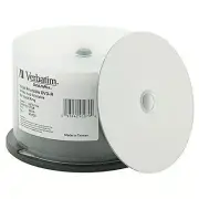 100 VERBATIM (2x50pk) 16X Blank DVD-R 4.7GB DataLifePlus White Inkjet Hub 95079