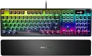 SteelSeries Apex 7 Red Linear Quiet Switch Mechanical Gaming Keyboard US Layout - OLED Smart Display - USB Passthrough & Media Controls - Per Key Prism RGB Illumination