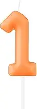 Macaron Orange Number 1 Candles, Orange First Birthday Candles, Macaron Happy Birthday Candle for Cake, Sweet Cake Decor, Macaron Orange Cake Topper for Girls Boys Birthday Decorations Party Supplies