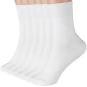 6 Pairs Womens Crew Socks Soft Cotton Boot Socks Size 9 6-9 03 White 6 Pairs