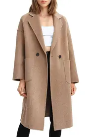 Belle & Bloom BELLE AND BLOOM Publisher Double-Breasted Wool Blend Coat at Nordstrom, Size Medium