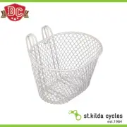 BC Bike/Cycling Basket - Small Wire Front Bike Basket With Handle - White