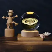 Luminous Crystal Ball LED Night Light Saturn Solar System 3D Moon Table Lamp USB