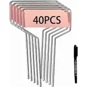 40 Pack Metal Plant Label Stakes - Copper Metal Plant Labels, High Copper Metal Plant Labels, Copper Plant Labels with 1 Stake