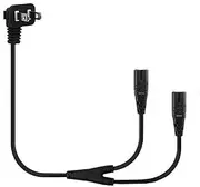 Tekit Polarized 90 Degree US 2-Prong (Nema 1-15P) to Dual Polarized IEC C7 Y Split Power Cord, Angled 90 Degree US 2 Outlet Male to Double Figure 8 Female,6ft/1.8m (1-15P Angled to 2XC7 Polarized)