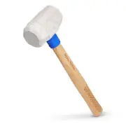REAL STEEL White 16 Oz Rubber Mallet Hammer with Hickory Wood Handle for Floo...