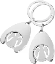 [SEWACC] 2Pcs Trolley Token Keyring Metal Keychain for Shopping Cart Tokens Key Chain Decor for Handbags Elegant Design for Supermarkets and Everyday Use