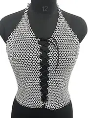 Chainmail Designer Top for LARP Cosplay Costume, Aluminum Party Wear, Fancy Style, Silver