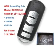 Smart Remote Car Key Fob 4 Buttons 433MHz with 49 Chip for Mazda 6 3