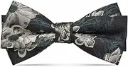 [Generic] Men's Bow Tie Men's Groom's Best Man Stylish Dark Green Bow Tie With Gold Flower On Black Background And Slant