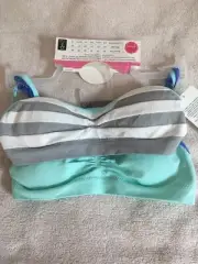 Set of 2 Girls Bra Size 28 Fruit of the Loom Seamless Modesty Pads Gray White