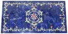 Marble Dining Table Top Lapis Lazuli Stone Overlay Work Kitchen Table for Home