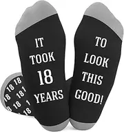 [fiszdovb] Men's 18th Birthday Socks for Boys, Grey, Large, 1 Pair