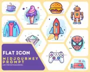 Ai Art, Midjourney Flat Icon Prompt, AI Art, Midjourney v5 Prompt, Midjourney AI