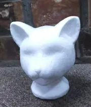 New! Styrofoam Cat Head - Cool Cat Mannequin Head! decorate or leave white NEATO