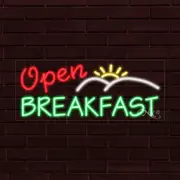 NEW "OPEN BREAKFAST" w/LOGO 30x12x1 INCH LED FLEX WINDOW/WALL INDOOR SIGN 30947