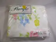 Vtg. NOS Pacific Tulip Floral Double Fitted Sheet No-Iron Muslin