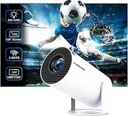 HY300 Pro Mini Projector Support 4K1080P Dual Band WIFI6 5G Wireless 5.0 Bluetooth Android 11, 160 ANSI 260 Lumens, 180 Degree Rotatable, Auto Keystone Correction, 35"-130" (HY300 pro)