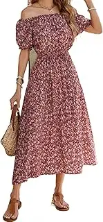 [KEQIKAI] Summer Dress for Women, Bohemian Wrap, Multi-color, Small, Adult, Women's Casual, Midi, Rayon, One Shoulder, Short Sleeve, Summer, Boho/Bohemian