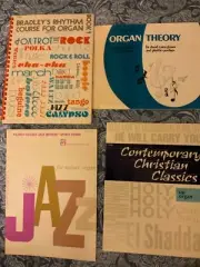 LOT Of 4 Organ Sheet Music Books Instructional Jazz Christian Classics New Vtg