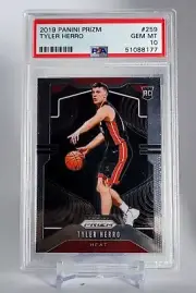 2019-20 Panini Prizm TYLER HERRO Base Rookie Heat RC PSA 10