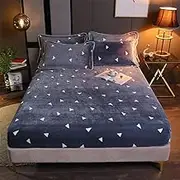 Thickened Flannel Fitted Sheet Winter Warm Bed Cover Cover Non-Slip King Queen Mattress Protective Cover-R_90*200cm+25cm(1pcs)