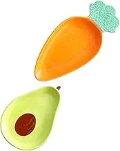STOBAZA 2pcs Decorative Ceramic Snack Plates Creative Radish and Avocado Shaped Dishes for Fruits Salads and Appetizers for Home Kitchen and Outdoor Use