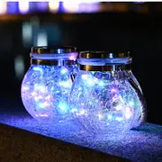 2pcs 30LED Solar Light Hanging Outdoor Decoration Waterproof Glass Bottle Lantern -Multi Colour