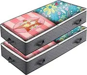 2 Pack Under Bed Storage, 90L Underbed Storage Boxes with Handle, Under Bed Storage Bags with PVC Windows for Blanket, Clothing, Shoes