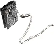 [Healvian] Unisex Punk Leather Wallet with Chain Gothic Skull Pattern Purse Stylish Theft Design for Shopping and Travel Compact and Convenient Everyday Use Wallet
