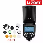 Godox V1-N 2.4G TTL HSS Round Head Speedlite Flash AK-R1 Barndoor For Nikon