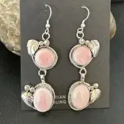 NWT Navajo Sterling Silver Pink Conch Shell Dangle Earrings 17213