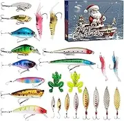 2024 Fishing Lure, 2024 Christmas Countdown Calendar Fishing Tackle Set, Fishing Lure Kit Christmas Countdown Calendar for Adult, Men, Teen Boys