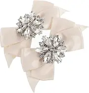 [FOMIYES] 2 Pcs Elegant Bowknot Shoe Charms with Sparkling Rhinestones Removable Clips for Bridal and High Heels Embellished Shoe Accessories for Special Occasions