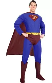 LICENSED SUPERMAN DELUXE MUSCLE CHEST ADULT FANCY DRESS HALLOWEEN COSTUME