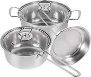 IMIKEYA 1Set Stainless Steel Cookware Set Household Cooking Pots with Comfortable Handle for Induction Cookers Includes Soup Pot Small Milk Pot and Frying Pan