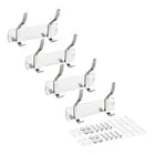 Coat Hook Rack Wall Mounted with 2 Hooks Hook Rail Wall Hangers Silver 4Pcs