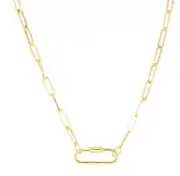 3.5 mm Paperclip Link Necklace Chain Oval Carabiner Clasp REAL 14K Yellow Gold