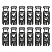 12pcs Double Holes Spring Cord Lock Toggle Stopper, Black