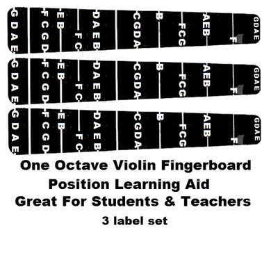 3 Violin Fingerboard Fretting Stickers labels for 4/4 Full Sized Violin.