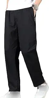 [Generic] Mens Cargo Pants with Pocket Elastic Waist Drawsting Sweatpants for Men Casual Long Trousers Relaxed Twill Jogger Pants, Black, 3X-Large