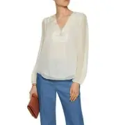 NWT Diane von Furstenberg DVF Maslyn Embroidered Silk Chiffon Blouse, size 14