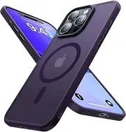 ELEPIK Stronger Magnetic for iPhone 15 Pro Max Case, [10 FT Military Grade Drop Tested] [Compatible with MagSafe] Slim Protective Matte Silicone iPhone 15 Pro Max Phone Case, Translucent Back, Purple