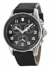 Victorinox Black Dial Stainless Steel Case Black Leather Chrono Watch 241544.1