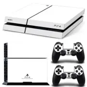 White PS4 Playstation Console &2 Controllers Decal Vinyl Cover Skin Sticker USA
