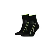 Men 2 x Unisex Puma Performance Training Quarter Crew Black Socks Cotton/Polyester - Black